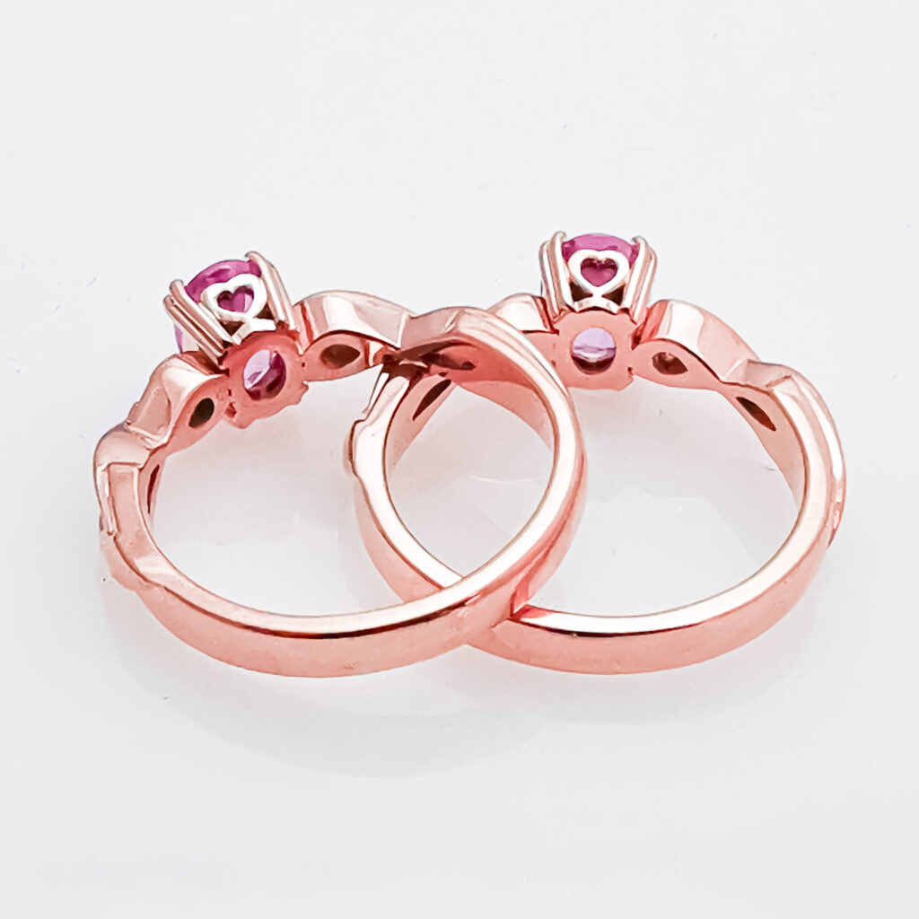 Rings with Heart Detail Cutout in Rose Gold by World Treasure Designs