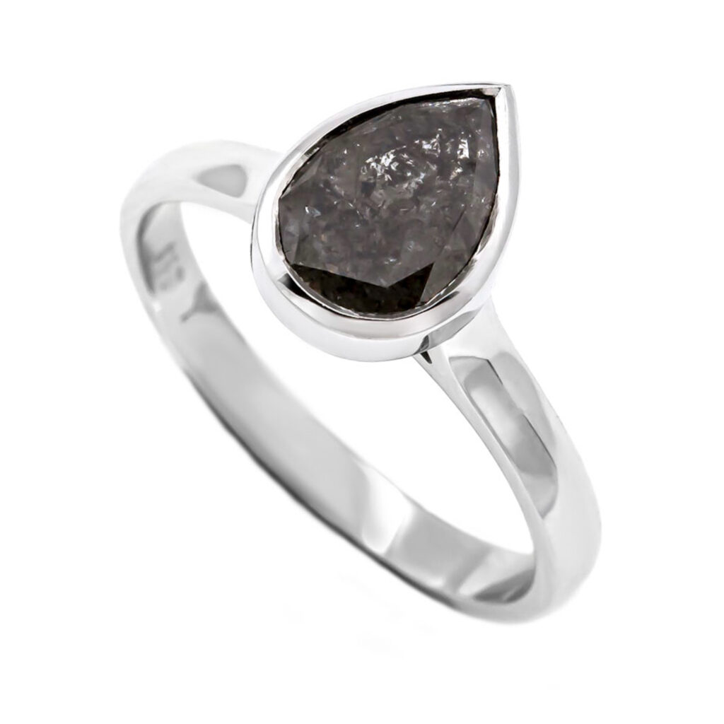 Salt + Pepper Diamond Engagement Ring in White Gold by World Treasure Designs