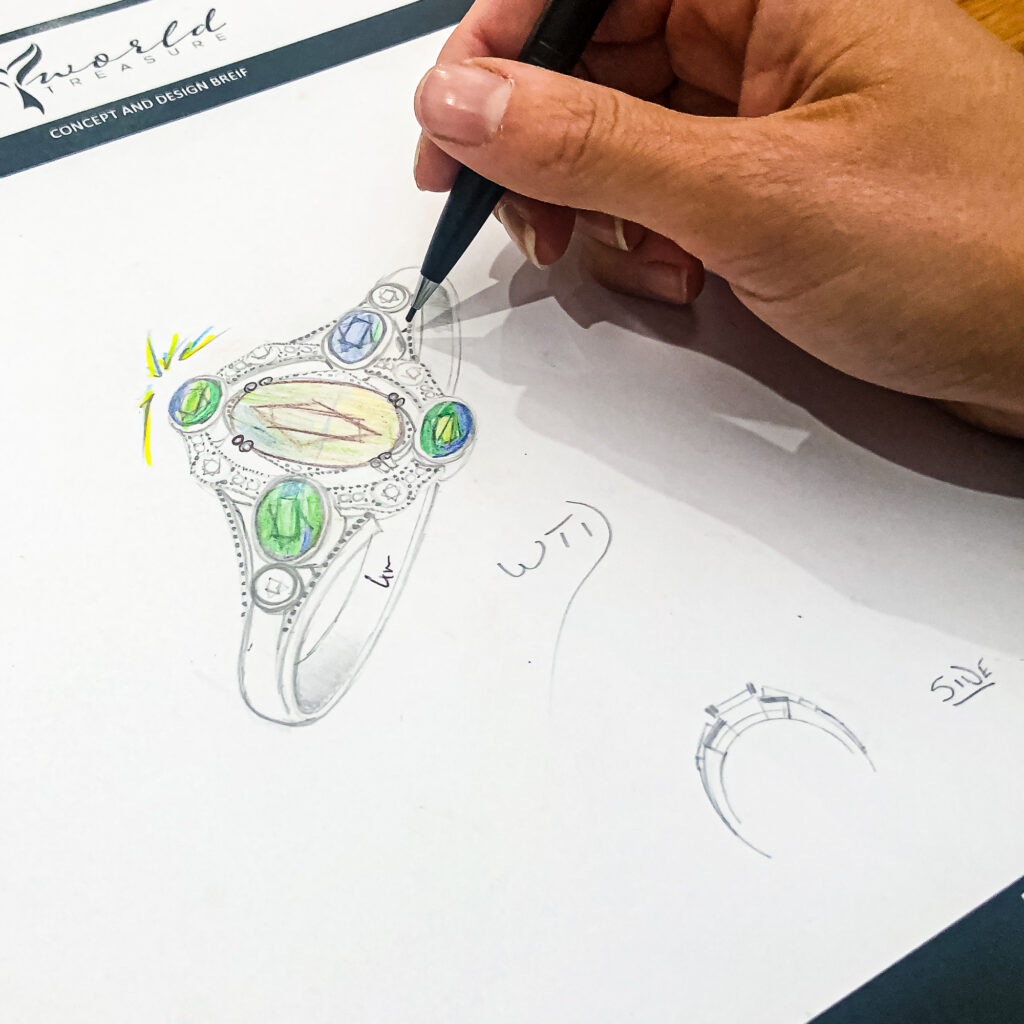 Custom Jewellery Design Sketch by World Treasure Designs