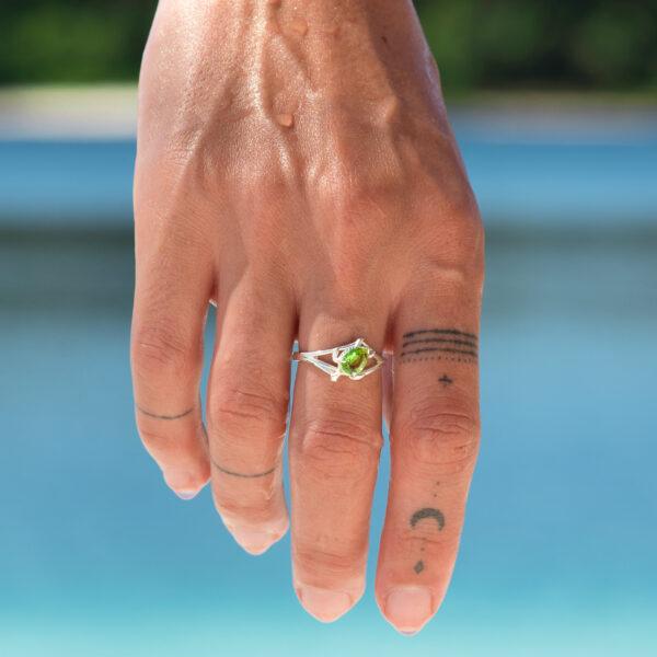 Sea Turtle Gemstone Ring in Sterling Silver by World Treasure Designs