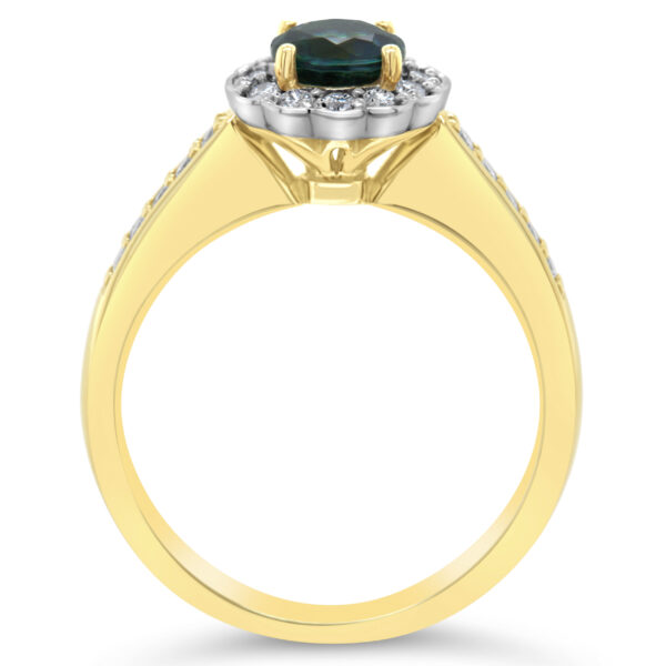 Australian Blue Parti Sapphire Ring with Diamonds in White and Yellow Gold by World Treasure Designs