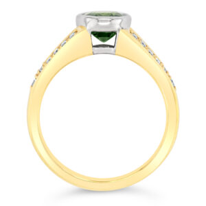 Green Parti Sapphire Ring in Yellow Gold Australian Made by World Treasure Designs