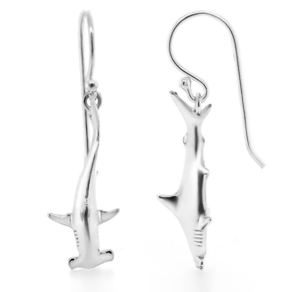 Silver Hammerhead Shark Earrings Ocean Inspired by World Treasure Designs