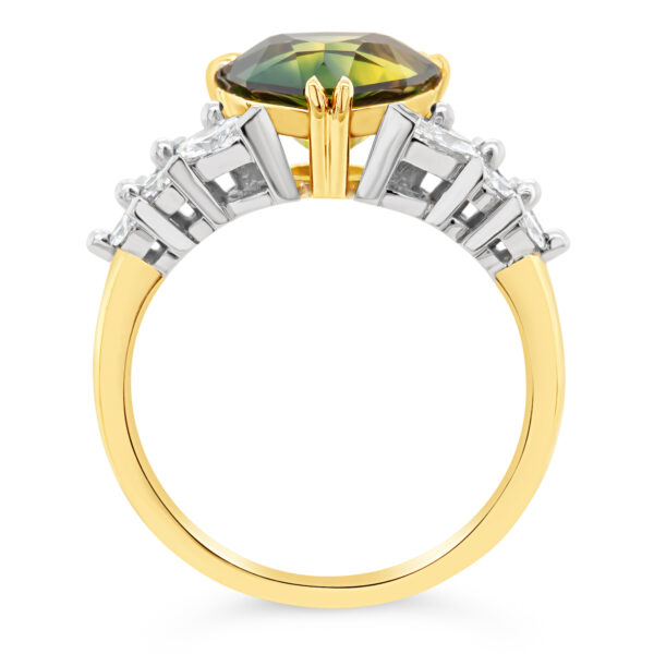 Australian Green Yellow Parti Sapphire Ring in Yellow Gold by World Treasure Designs