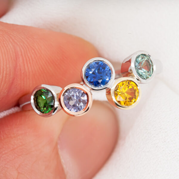 5 Stone Sapphire Ring Colours of Queensland Australian Sapphires in White Gold by World Treasure Designs