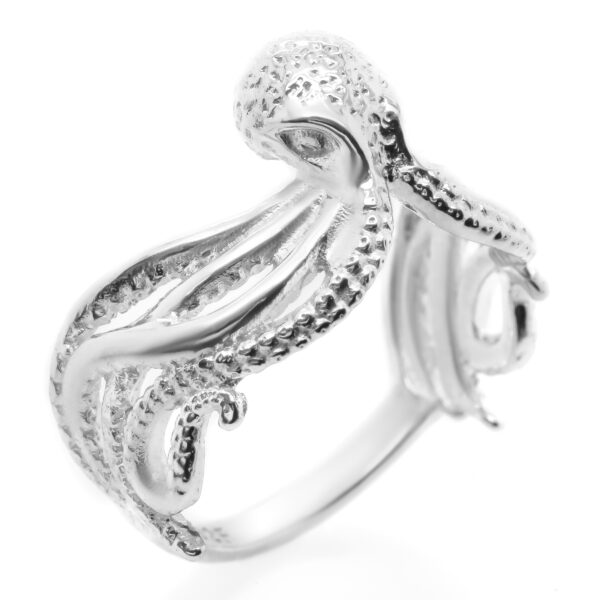 Octopus Ring in Sterling Silver Ocean Ring by World Treasure Designs