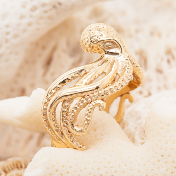 Octopus Ring in Yellow Gold Ocean Jewellery by World Treasure Designs