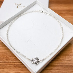 Sea Turtle Charm Anklet/Bracelet in Sterling Silver by World Treasure Designs