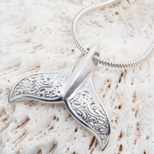 Sterling Silver Engraved Whale Tail Necklace