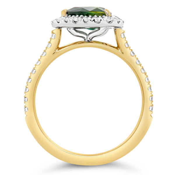 Green Parti Sapphire Ring in Yellow Gold with Diamonds in Yellow Gold by World Treasure Designs