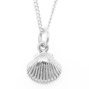 Silver Seashell Necklace Ocean Jewelry by World Treasure Designs