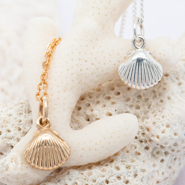 Tiny Seashell Necklace in Silver Gold Ocean Jewellery by World Treasure Designs
