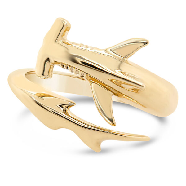 Gold Hammerhead Shark Ring Shark Jewellery by World Treasure Designs