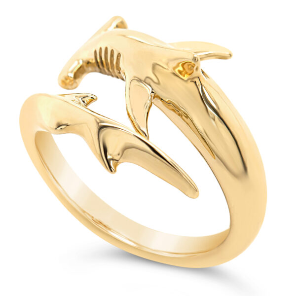 Hammerhead Shark Ring in Yellow Gold by World Treasure Designs