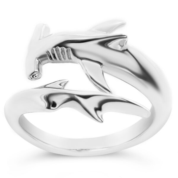 Hammerhead Shark Ring in Silver Ocean Jewelllery by World Treasure Designs