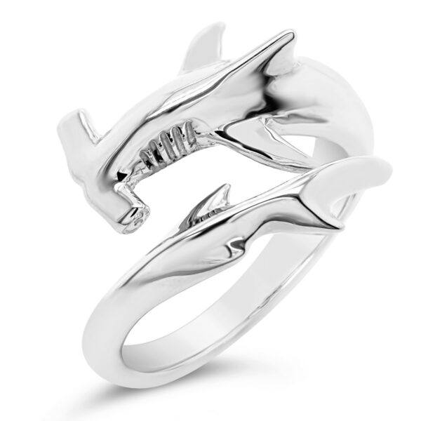 Silver Hammerhead Shark Ring Ocean Jewellery by World Treasure Designs
