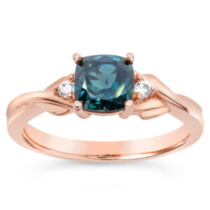 Teal Sapphire Ring Australian Sapphire and Diamonds in Rose Gold by World Treasure Designs