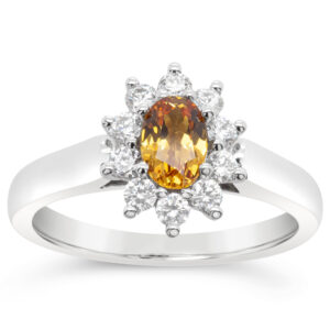 Australian Orange Sapphire and Diamond Ring in White Gold by World Treasure Designs