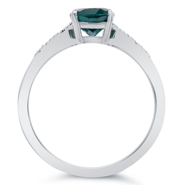 Blue Teal Parti Sapphire Ring Diamonds in White Gold by World Treasure Designs