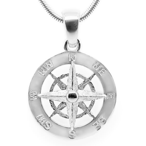 Compass Necklace Nautical Jewellery in Sterling Silver by World Treasure Designs