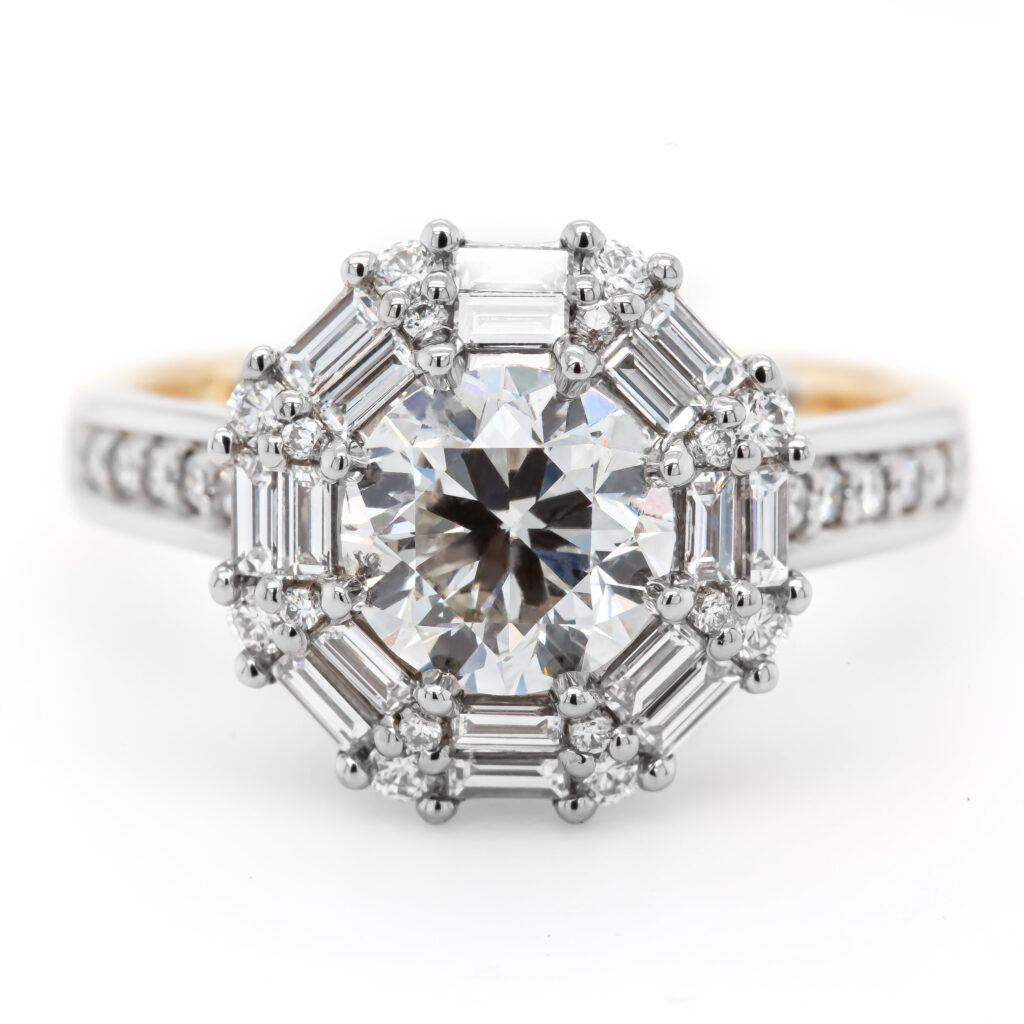 Double Halo Large Diamond Ring White Gold by World Treasure Designs