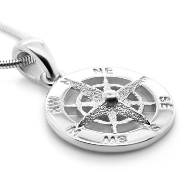 Nautical Compass Necklace in Sterling Silver by World Treasure Designs