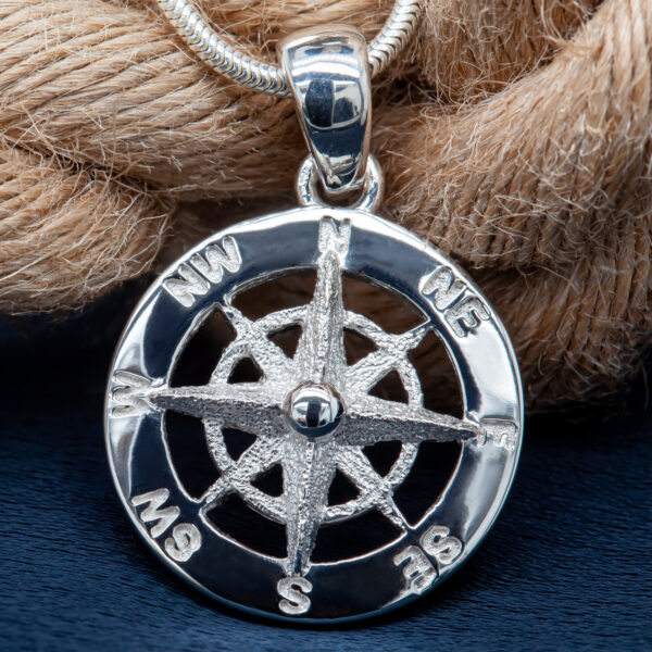 Nautical Jewellery Compass Necklace in Sterling Silver by World Treasure Designs