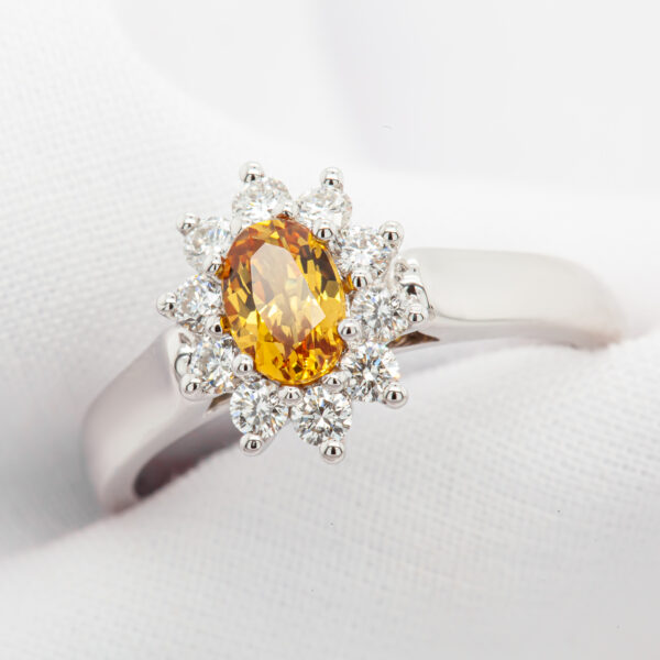 Orange Sapphire Diamond Ring Australian Sapphire in White Gold by World Treasure Designs