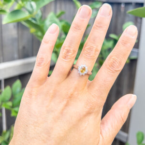 Orange Sapphire Diamond Ring in White Gold by World Treasure Designs