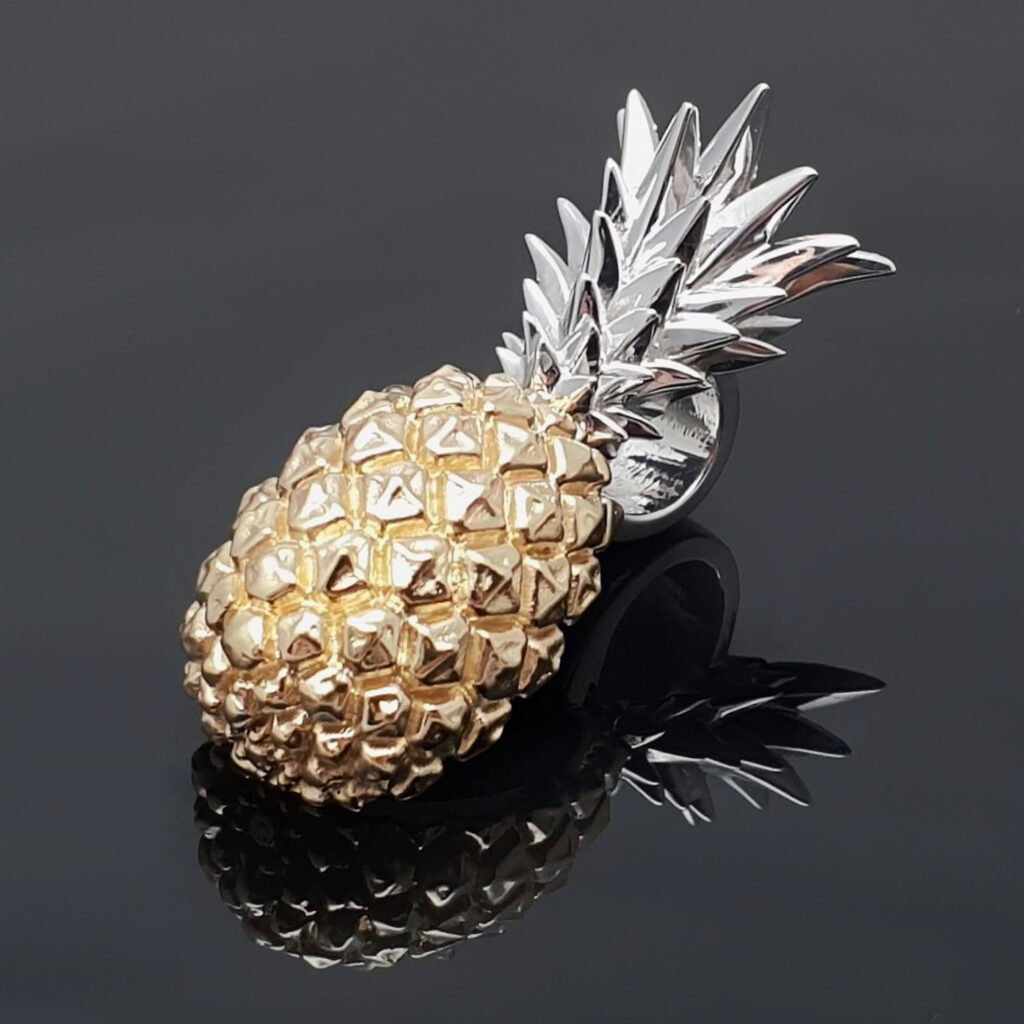 Pineapple Pendant Yellow and White Gold by World Treasure Designs