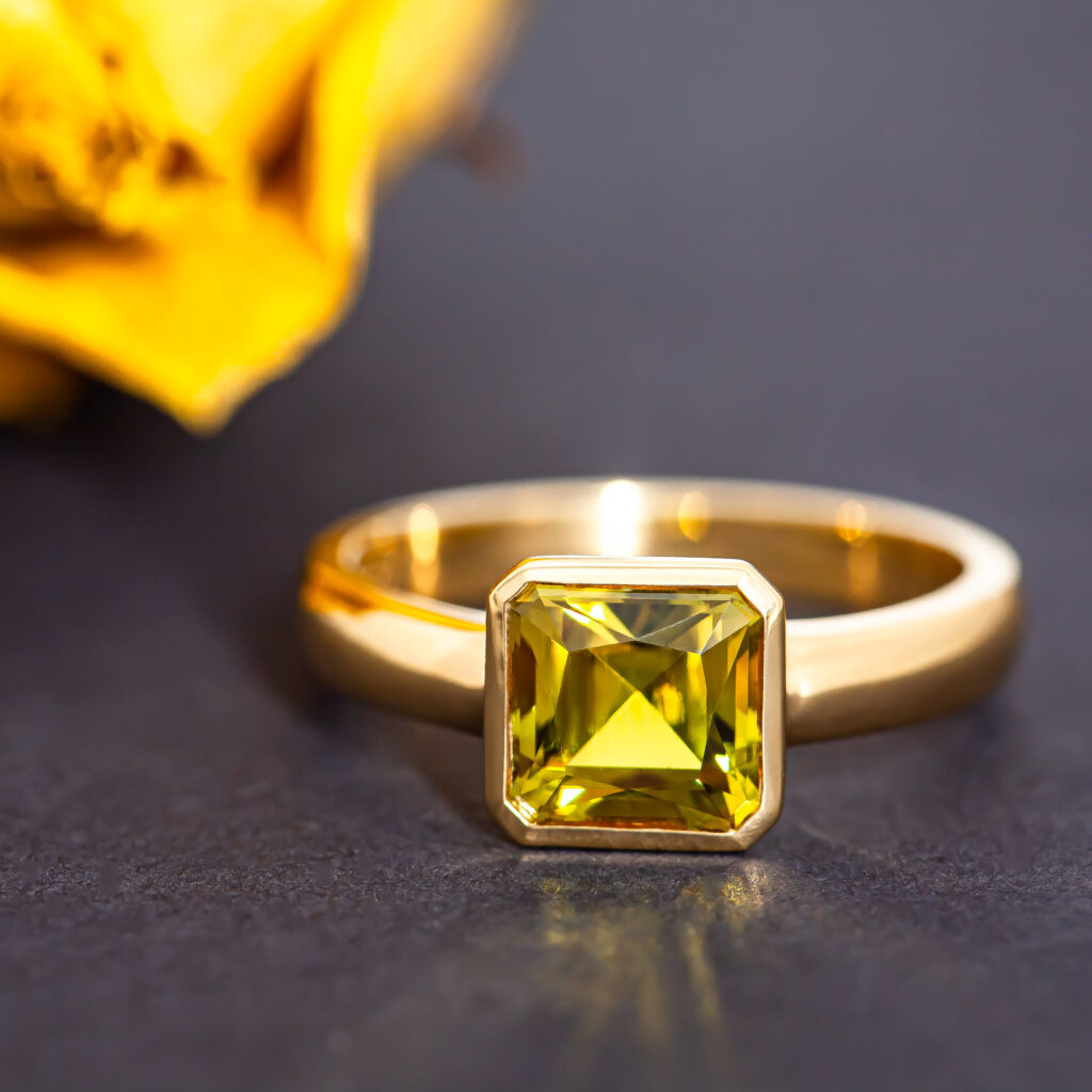 Australian Yellow Sapphire Ring Yellow Gold by World Treasure Designs