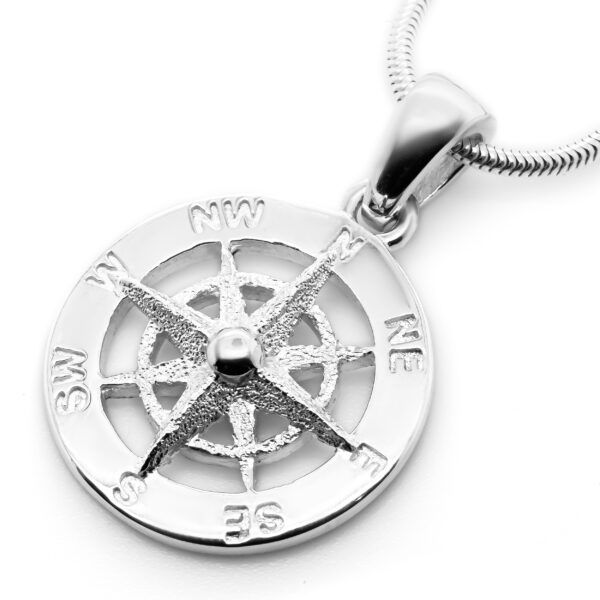 Silver Compass Necklace Nautical Jewellery in Sterling Silver by World Treasure Designs