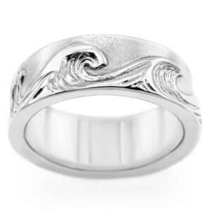 Silver Endless Wave Ring Wide Band Ocean Ring in Sterling Silver by World Treasure Designs