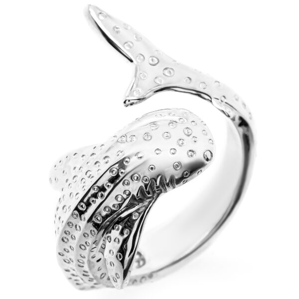 Silver Whale Shark Ring Ocean Jewellery by World Treasure Designs