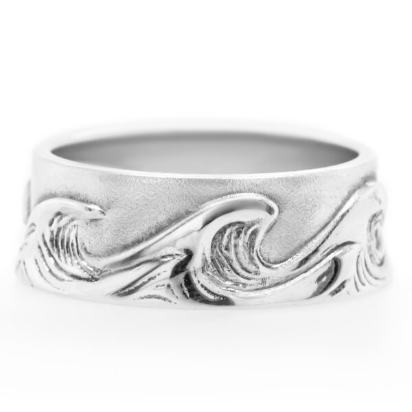 Wide Band Wave Ring Unisex Gents Ring in Sterling Silver by World Treasure Designs