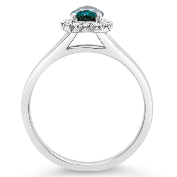 Australian Blue-Teal Sapphire and Diamond Ring by World Treasure Designs
