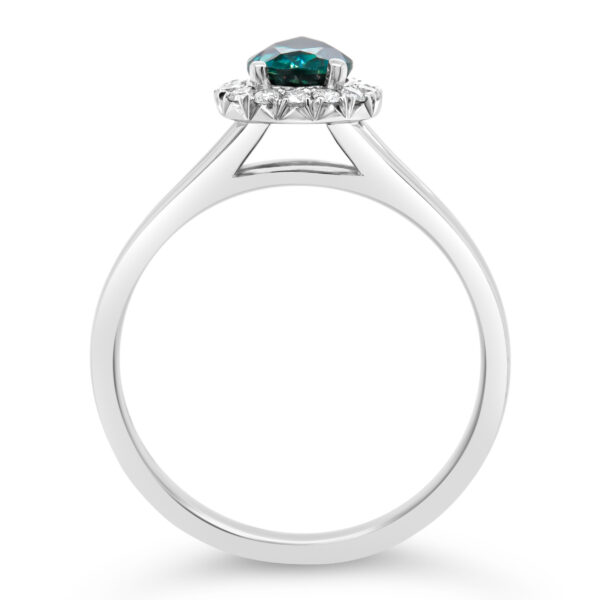 Australian Pear Cut Teal Sapphire Ring in White Gold by World Treasure Designs