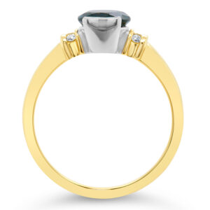 Australian Blue-Green Parti Sapphire and Diamond Ring in Yellow and White Gold by World Treasure Designs