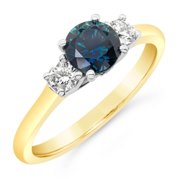 Australian Blue Parti Sapphire Ring in White and Yellow Gold by World Treasure Designs