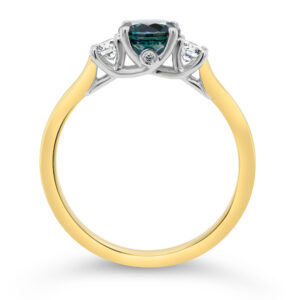 Australian Blue Parti Sapphire Trilogy Ring in White and Yellow Gold by World Treasure Designs