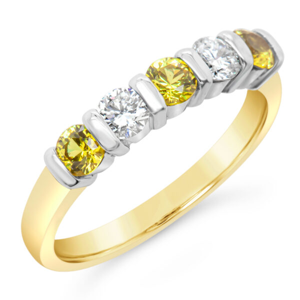 Australian Yellow Sapphire Ring with Diamonds in Yellow and White Gold by World Treasure Designs
