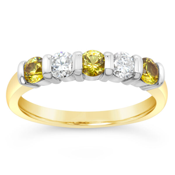 Australian Yellow Sapphire and Diamond Ring in Yellow and White Gold by World Treasure Designs