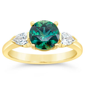 Australian Blue-Green Parti Sapphire Ring in Yellow Gold by World Treasure Designs
