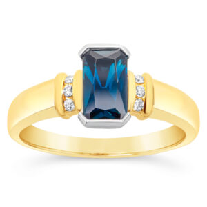 Australian Blue Sapphire Radiant Cut Ring in White and Yellow Gold by World Treasure Designs