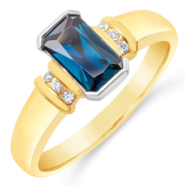 Radiant Australian Blue Sapphire in White and Yellow Gold by World Treasure Designs