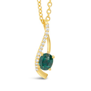 Australian Blue-Green Parti Sapphire Twist Pendant Necklace in Yellow Gold by World Treasure Designs