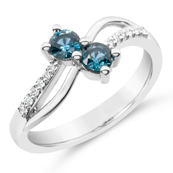 Australian Blue Sapphire Ring with Diamonds in White Gold by World Treasure Designs