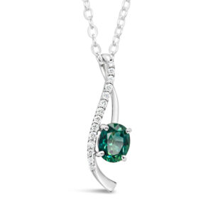 Australian Teal Sapphire Twist Pendant Necklace in White Gold by World Treasure Designs