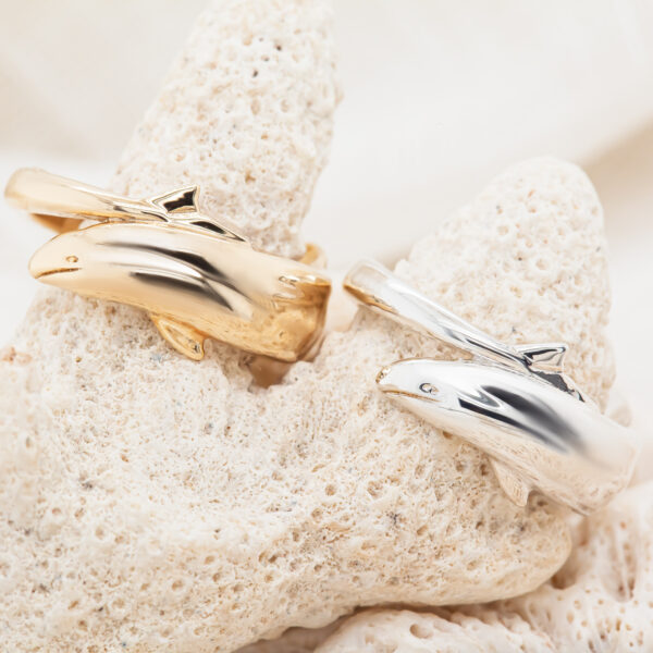False Killer Whale Ring in Sterling Silver and Yellow Gold by World Treasure Designs