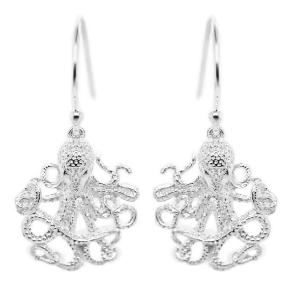 Octopus Earrings in Sterling Silver by World Treasure Designs